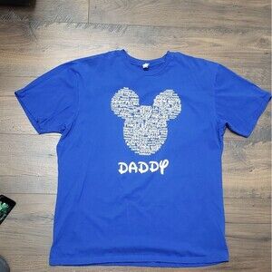 Disney Mickey words Daddy T shirt blue size XL